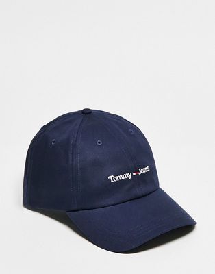 Tommy Jeans unisex linear logo sport cap in navy