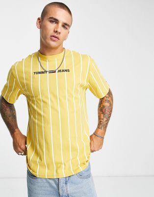 Tommy Jeans vertical stripe t-shirt in yellow-Blue