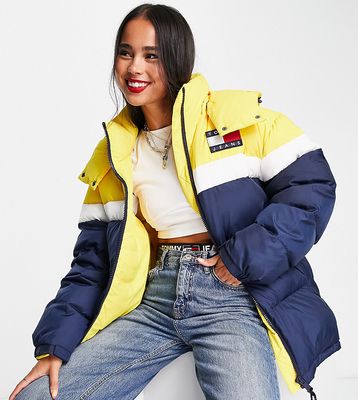 Tommy Jeans x ASOS exclusive alaska down fill puffer jacket in yellow color block-Multi