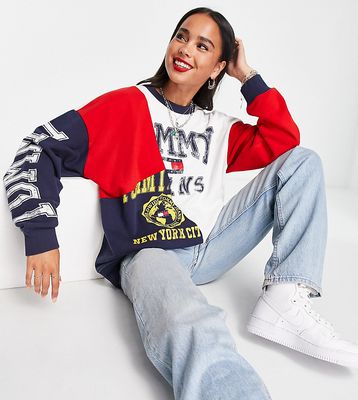 Tommy Jeans x ASOS exclusive collab splice logo sweatshirt in multi
