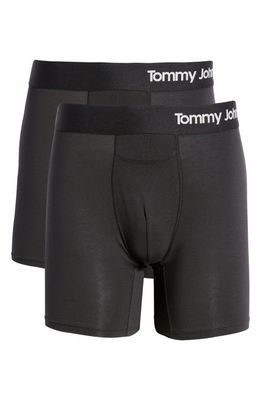 Tommy John 2-Pack Cool Cotton 6-Inch Boxer Briefs in Black/Black