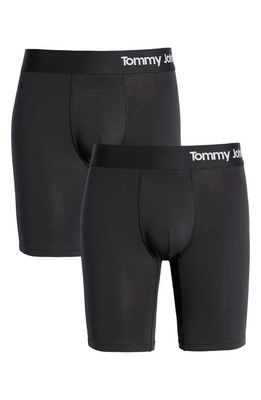 Tommy John 2-Pack Cool Cotton 8-Inch Boxer Briefs in Black/Black