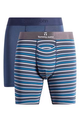 Tommy John 2-Pack Second Skin 6-Inch Boxer Briefs in Dress Blues/Globe Stripe 