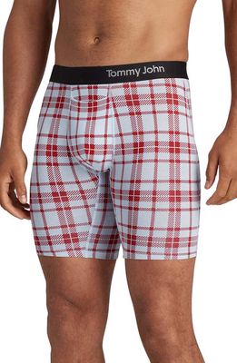 Tommy John Cool Cotton Boxer Briefs in Ice Blue Cocoa Plaid