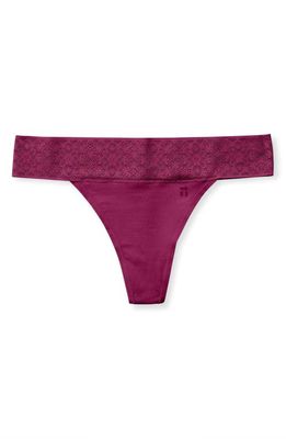 Tommy John Cool Cotton Lace Thong in Purple Potion