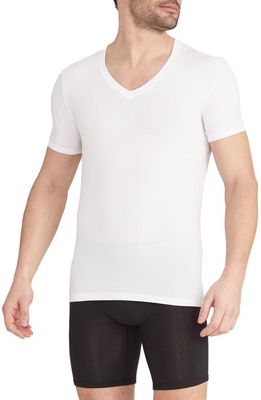 Tommy John Cool Cotton Slim Fit Deep V-Neck T-Shirt in White Double