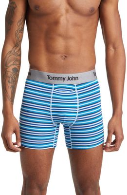 Tommy John Second Skin 4-Inch Boxer Briefs in Crystal Blue Globe Stripe