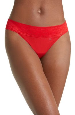 Tommy John Second Skin Lace Thong in Haute Red