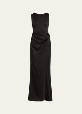 Tommy Open-Back Sleeveless Satin Gown