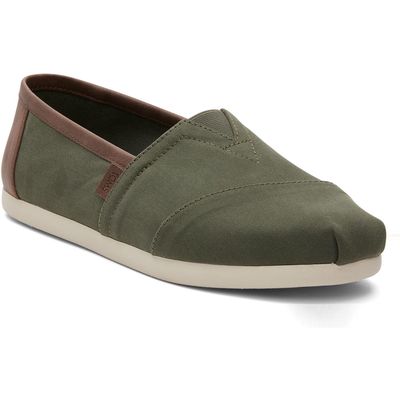 TOMS Alpargata Faux Leather Trim Slip-On Sneaker in Green 