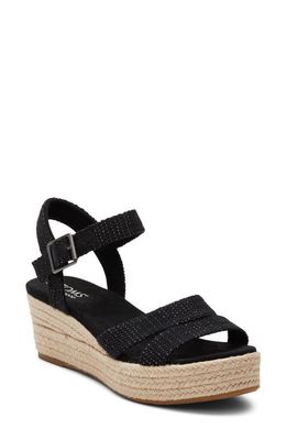 TOMS Audrey Ankle Strap Espadrille Platform Wedge Sandal in Black