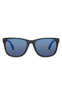TOMS Austin 56mm Polarized Square Sunglasses in Matte Black/Zeiss Blue Polar