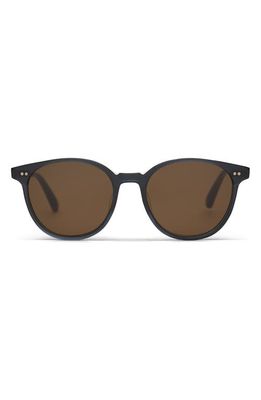 TOMS Bellini 52mm Round Sunglasses in Black Teal Satin/brown