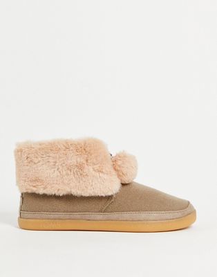 TOMS Celeste pom pom fluffy slippers in pink