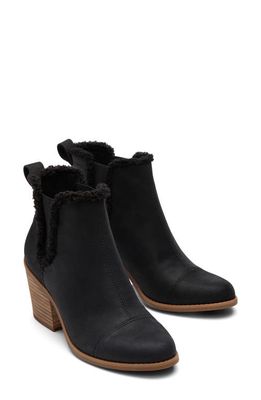 TOMS Everly Faux Fur Trim Bootie in Black