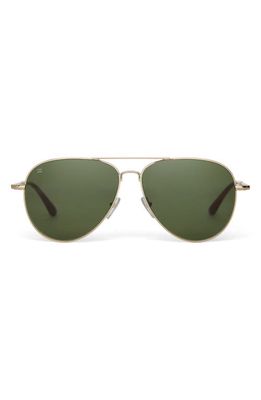 TOMS Hudson 60mm Aviator Sunglasses in Shiny Gold/Bottle Green