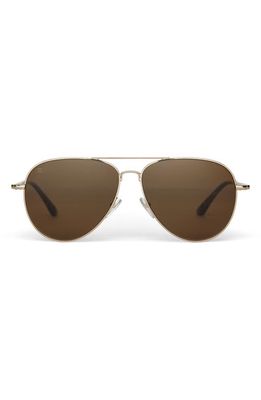 TOMS Hudson 60mm Polarized Aviator Sunglasses in Shiny Gold/Solid Brown Polar