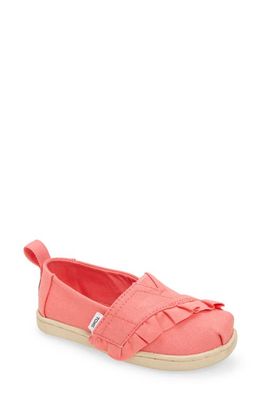 TOMS Kids' Alpargata Ruffle Slip-On Sneaker in Medium Pink
