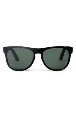 TOMS Traveler Manu 57mm Polarized Round Sunglasses in Matte Black/Green Grey Polar