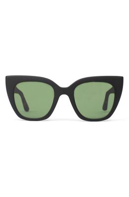 TOMS Traveler Sydney 50mm Small Polarized Cat Eye Sunglasses in Black/bottle Green Polar