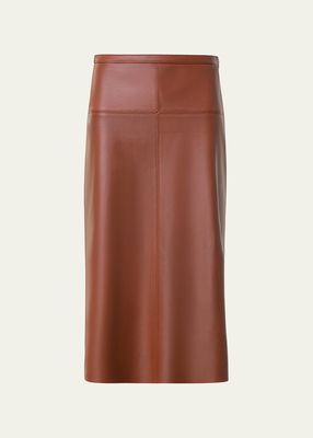 Tonal Top Stitch Leather Skirt
