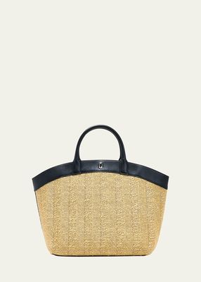 Tondo Large Raffia and Leather Tote Bag