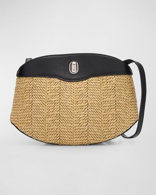 Tondo Raffia and Leather Crossbody Bag