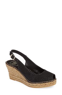 Toni Pons Calafell Slingback Wedge Espadrille in Black Fabric