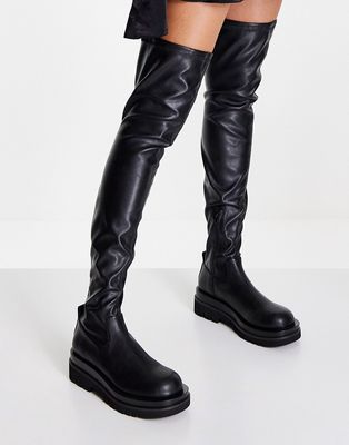 Tony Bianco Bellair flat over the knee boots in black