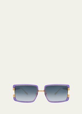 Too Handsome Mixed-Media Rectangle Sunglasses