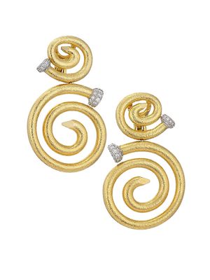 Toolchest 18K Yellow Gold, Platinum & Diamond Spiral Nail Earrings - Gold - Gold