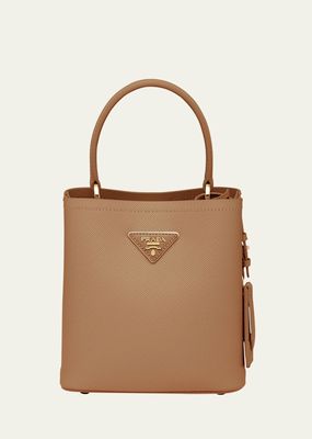 Top-Handle Leather Bucket Bag