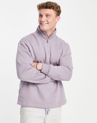 Topman 1/4 zip sweatshirt in lilac - part of a set-Purple