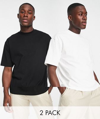 Topman 2-pack oversized T-shirts in black and white-Multi