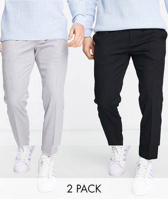 Topman 2 pack smart skinny sweatpants in black and gray-Multi