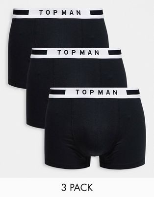 Topman 3 pack boxer briefs in black with white waistband