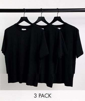 Topman 3 pack classic t-shirt in black