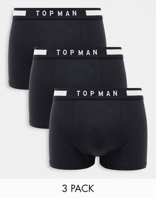 Topman 3 pack trunks in black with black waistband