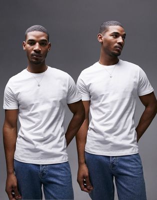 Topman 7 pack classic t-shirt in white-Multi