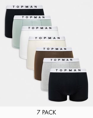 Topman 7 pack trunks in black, white, gray heather and neutrals-Multi