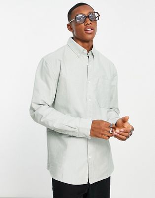Topman 90s oversized oxford shirt in sage-Green