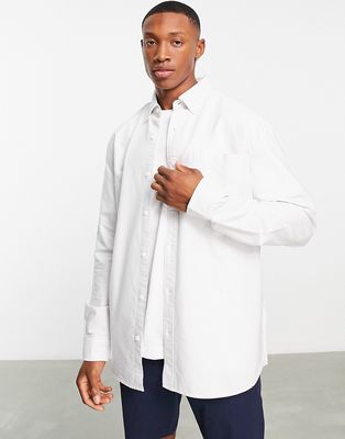 Topman 90s oversized stripe oxford shirt in gray and white-Multi