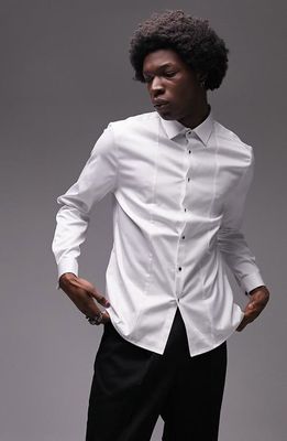 Topman Bib Detail Button-Up Shirt in White