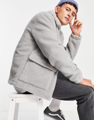 Topman borg shacket in gray-Grey