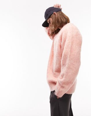 Topman brushed neppy sweater in pink