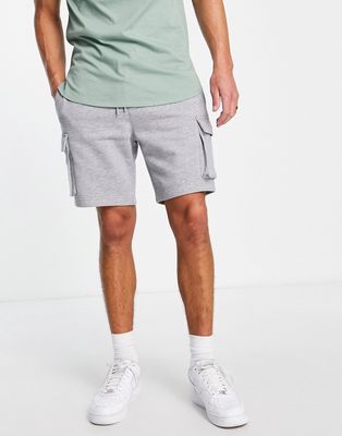 Topman cargo shorts in gray melange