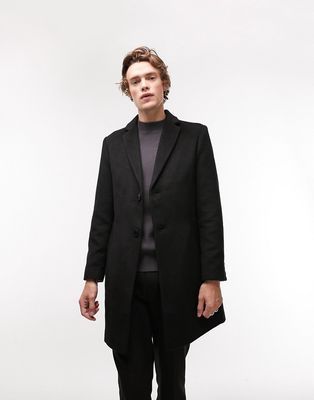 Topman classic fit over coat in black