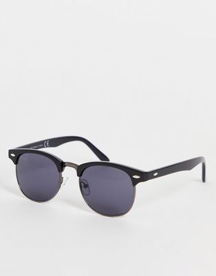 Topman classic sunglasses in black with blue lens
