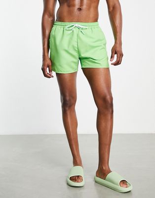 Topman classic swim shorts in lime-Orange