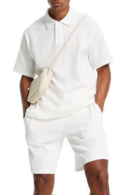 Topman Co-Ord Smart Rib Polo in White